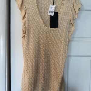 Elegant Cream Ruffle Sleeve Top